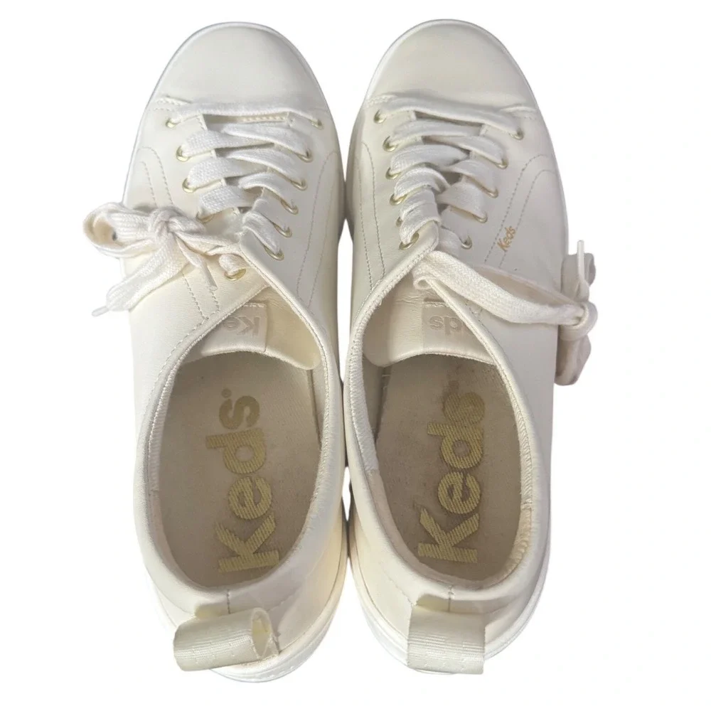 Keds Sklyers Light Cream Leather‎ Platform Heel Sneakers Size 9.5